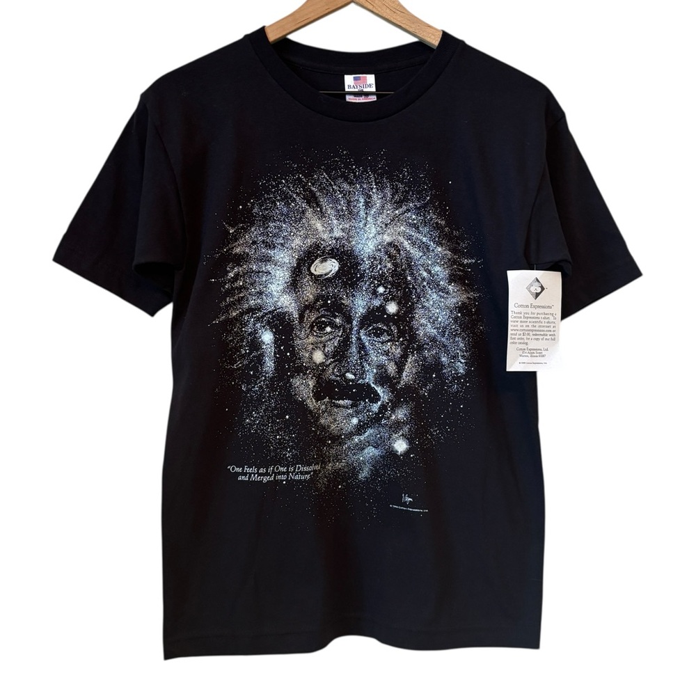 NEW Vintage 90s Albert Einstein Graphic Cotton Expressions T-Shirt Size S Black